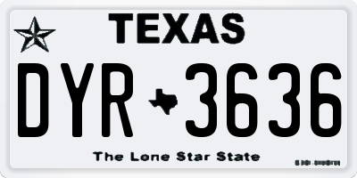 TX license plate DYR3636
