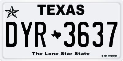 TX license plate DYR3637