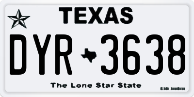 TX license plate DYR3638