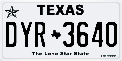 TX license plate DYR3640