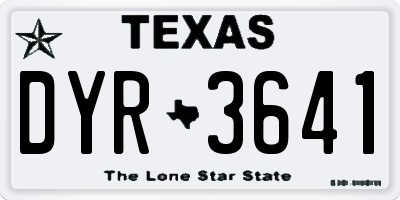 TX license plate DYR3641