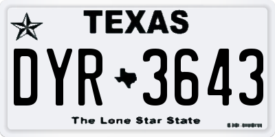 TX license plate DYR3643