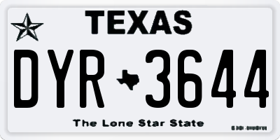 TX license plate DYR3644