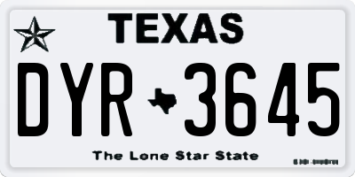 TX license plate DYR3645