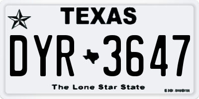 TX license plate DYR3647