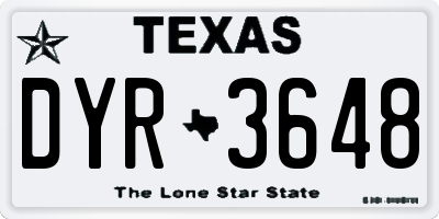 TX license plate DYR3648