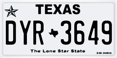 TX license plate DYR3649