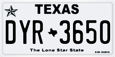 TX license plate DYR3650