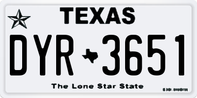 TX license plate DYR3651