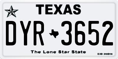 TX license plate DYR3652