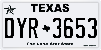 TX license plate DYR3653