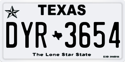 TX license plate DYR3654