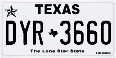 TX license plate DYR3660