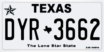 TX license plate DYR3662