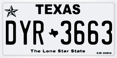 TX license plate DYR3663
