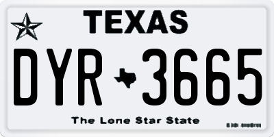 TX license plate DYR3665