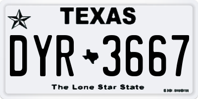 TX license plate DYR3667