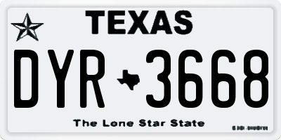 TX license plate DYR3668