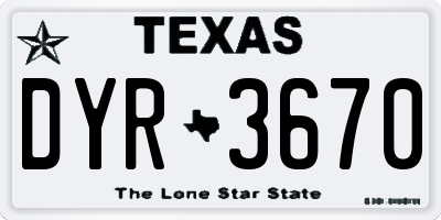 TX license plate DYR3670