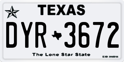 TX license plate DYR3672
