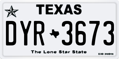 TX license plate DYR3673