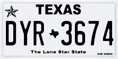 TX license plate DYR3674