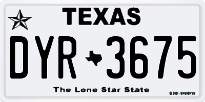TX license plate DYR3675