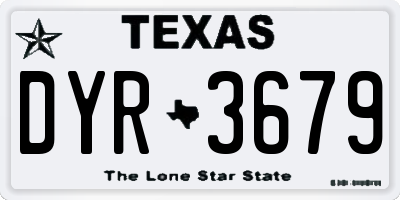 TX license plate DYR3679