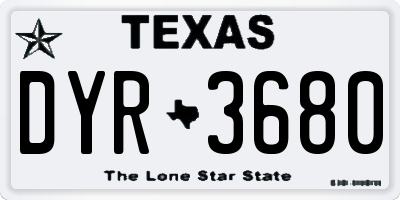 TX license plate DYR3680
