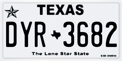 TX license plate DYR3682