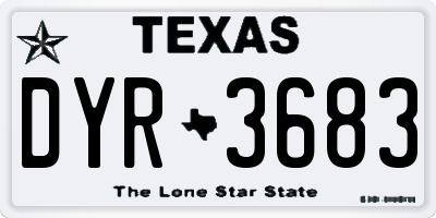 TX license plate DYR3683