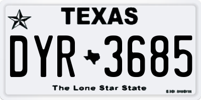 TX license plate DYR3685