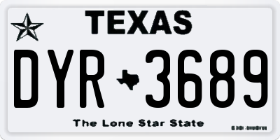 TX license plate DYR3689