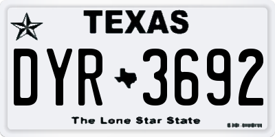 TX license plate DYR3692