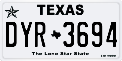 TX license plate DYR3694