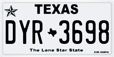 TX license plate DYR3698
