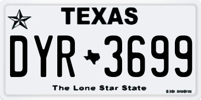 TX license plate DYR3699