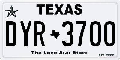 TX license plate DYR3700