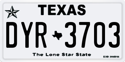 TX license plate DYR3703