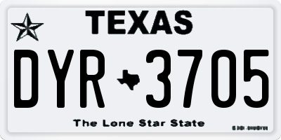 TX license plate DYR3705