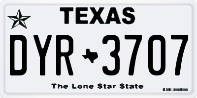 TX license plate DYR3707