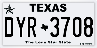 TX license plate DYR3708