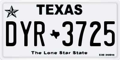 TX license plate DYR3725