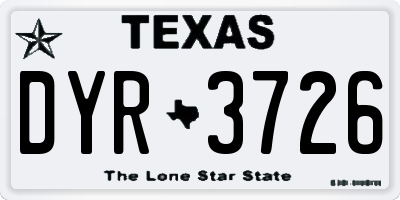TX license plate DYR3726