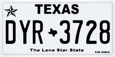 TX license plate DYR3728