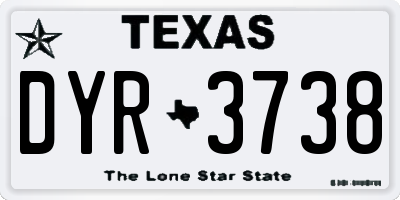 TX license plate DYR3738