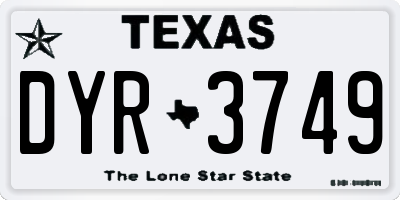 TX license plate DYR3749