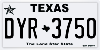 TX license plate DYR3750