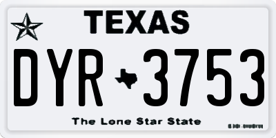 TX license plate DYR3753