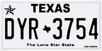 TX license plate DYR3754